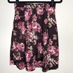 Piphany Astoria Pleated Skirt Pockets Wine Purple Floral Small NWT NEW
